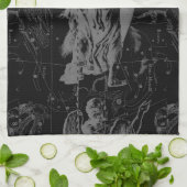 Virgo Sign Constellation Hevelius Black Decor Theedoek (Gevouwen)