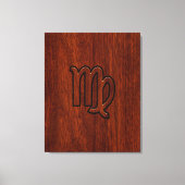 Virgo Sign in Mahogany wood style Canvas Afdruk (Voorkant)