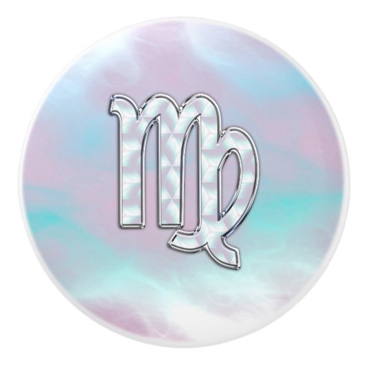 Virgo Sign on Pastels Moeder van parelstijl Afdruk Keramische Knop (Voorkant)