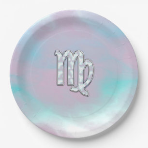 Virgo Sign on Pastels Moeder van parelstijl Afdruk Papieren Bordje