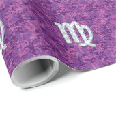 Virgo Sign on Pink Fuchsia Digital Camouflage Cadeaupapier (Rol Hoek)