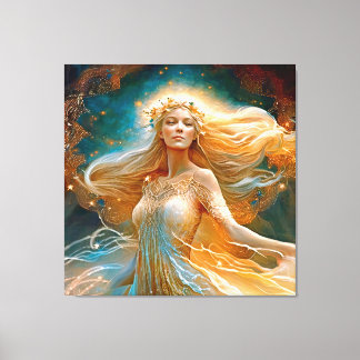 Virgo Star Sign Goddess, Celestial Being, Zodiac Canvas Afdruk