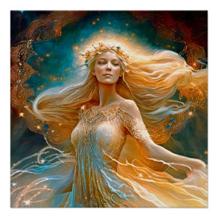 Virgo Star Sign Goddess, Celestial Being, Zodiac Perfect Poster