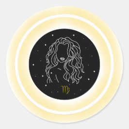 Virgo Symbol – Minimal Astrology Emblem Ronde Sticker