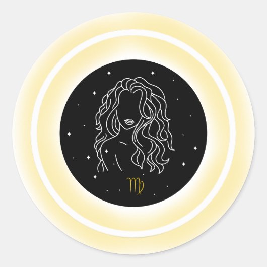 Virgo Symbol – Minimal Astrology Emblem Ronde Sticker (Voorkant)