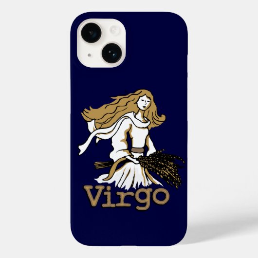 Virgo The Maiden zodiaa blue gouden Case-Mate iPhone Case (Achterkant)