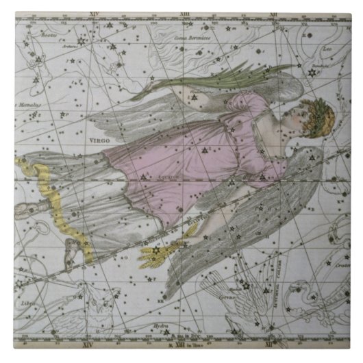 Virgo, van 'A Celestial Atlas', pub. in 1822 (kol. Tegeltje (Voorkant)