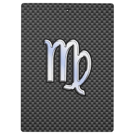 Virgo Zodiab Sign on Charcoal Carbon Fiber Print Klembord (Achterkant)