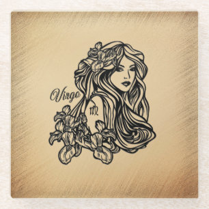 Virgo Zodiac Antiek look Glazen Onderzetter