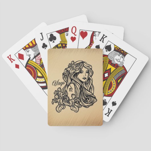 Virgo Zodiac Antiek look Pokerkaarten (Achterkant)