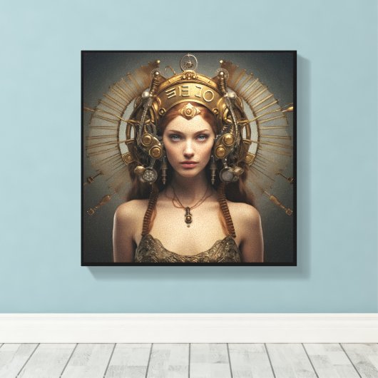 Virgo Zodiac Art Canvas – Mechanica Astral (Insitu (Houten vloer))