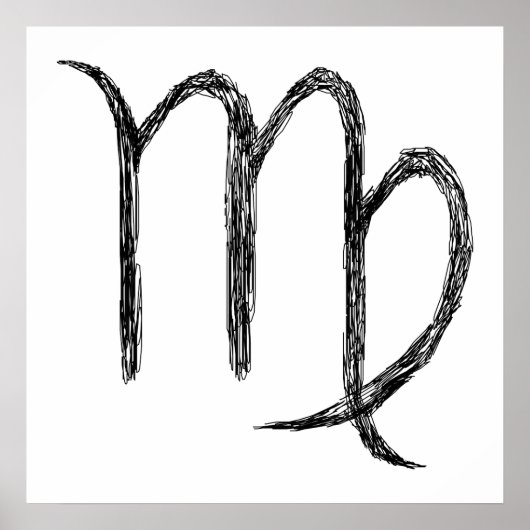 Virgo. Zodiac Astrology Sign. Black. Poster (Voorkant)