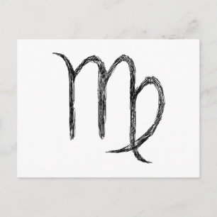Virgo. Zodiac Astrology Sign. Zwart. Briefkaart
