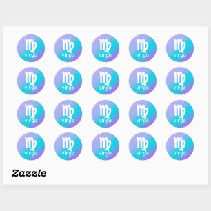 Virgo Zodiac Blue Paars Astrology Star Sign Ronde Sticker