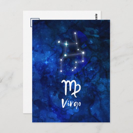 Virgo Zodiac Constellation Blue Galaxy Celestial Briefkaart (Voorkant / Achterkant)