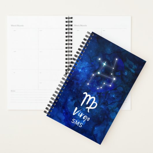 Virgo Zodiac Constellation Blue Galaxy Monogram (Devant avec enveloppe)