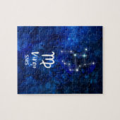 Virgo Zodiac Constellation Blue Galaxy Monogram Legpuzzel (Horizontaal)
