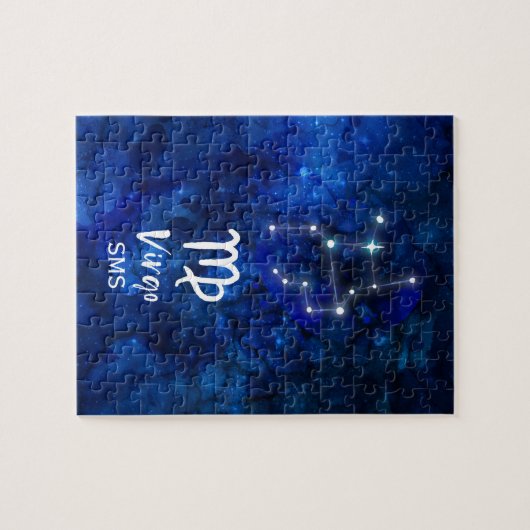 Virgo Zodiac Constellation Blue Galaxy Monogram Legpuzzel (Horizontaal)