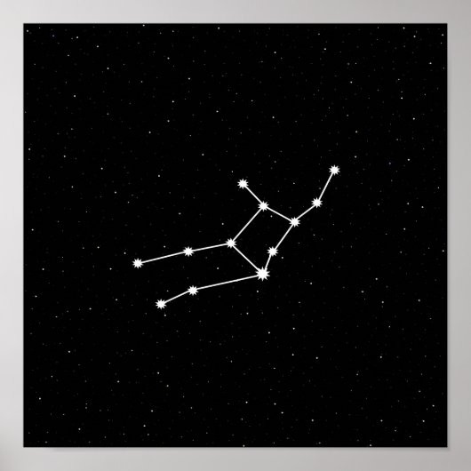 Virgo Zodiac Constellation Modern Black & White Poster (Voorkant)