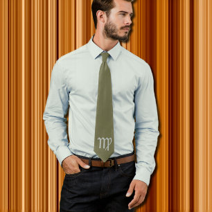 Virgo Zodiac cravate vert olive