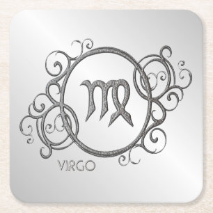 Virgo Zodiac Design Silver Vierkante Kartonnen Onderzetter