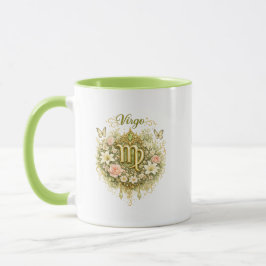 Virgo Zodiac Floral Heart Mug – Elegant Astrology Mok