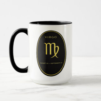Virgo Zodiac Gold Oval Emblem Mug | Luxury Astrolo Mok