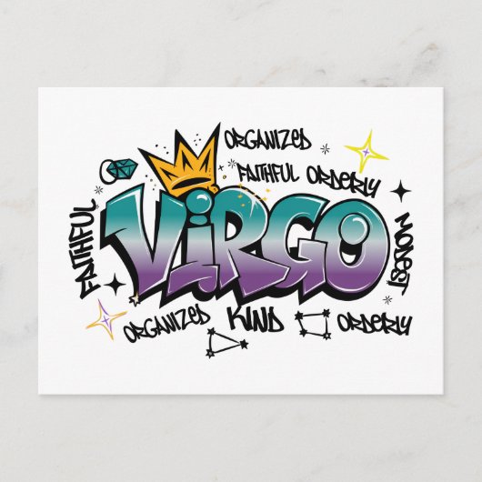 Virgo zodiac graffiti briefkaart (Voorkant)