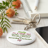 Virgo Zodiac in Pink en Green for Girls Sleutelhanger (Zijkant)