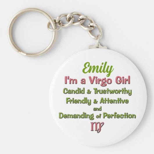 Virgo Zodiac in Pink en Green for Girls Sleutelhanger (Voorkant)