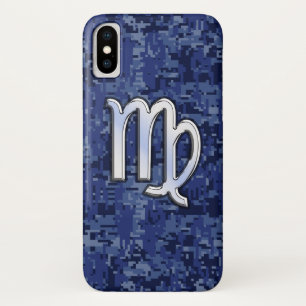 Virgo Zodiac op Navy Digital Camouflage iPhone X Hoesje