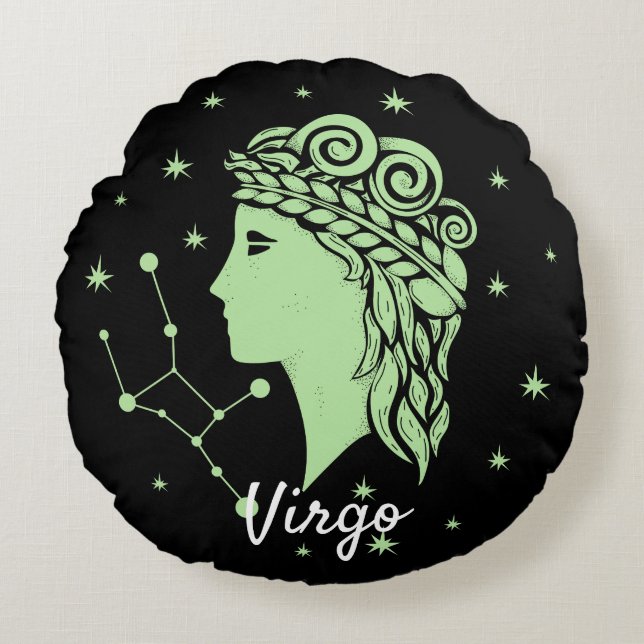 Virgo Zodiac Sierkussen Rond Kussen (Voorkant)