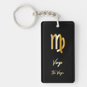 Virgo Zodiac Sign, Black & Gold Sleutelhanger