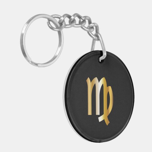 Virgo Zodiac Sign, Black & Gold Sleutelhanger (Voorkant Links)
