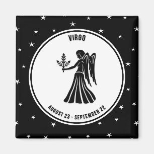 Virgo Zodiac Sign, Black & White Magnet Magneet