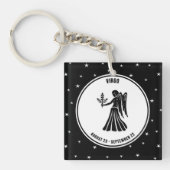 Virgo Zodiac Sign, Black & White Sleutelhanger (Voorkant)