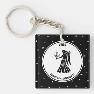 Virgo Zodiac Sign, Black & White Sleutelhanger