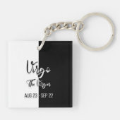 Virgo Zodiac Sign, Black & White Sleutelhanger (Achterkant)