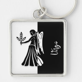 Virgo Zodiac Sign, Black & White Sleutelhanger
