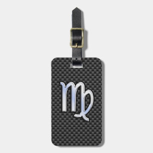Virgo Zodiac Sign Charcoal Carbon Fiber Print Bagagelabel