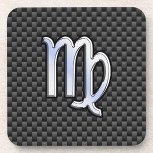 Virgo Zodiac Sign Charcoal Carbon Fiber Print Bier Onderzetter