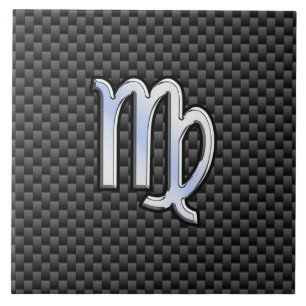 Virgo Zodiac Sign Charcoal Carbon Fiber Print Tegeltje