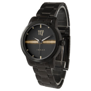 Virgo Zodiac Sign Cool Gold Light Line Aangepaste  Horloge