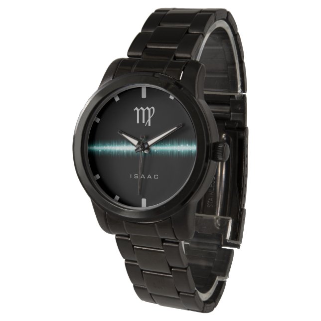 Virgo Zodiac Sign Cool Light Line Custom Name Horloge (Gekanteld)