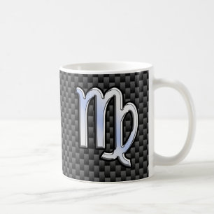 Virgo Zodiac Sign in Charcoal Carbon Fiber Print Koffiemok
