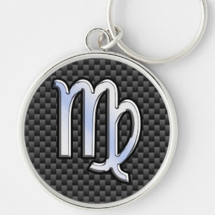 Virgo Zodiac Sign in Charcoal Carbon Fiber Print Sleutelhanger