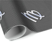 Virgo Zodiac Sign on Charcoal Carbon Fiber Style Cadeaupapier (Rol Hoek)