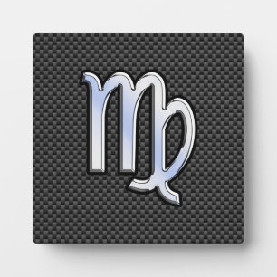 Virgo Zodiac Sign on Charcoal Carbon Fiber Style Fotoplaat