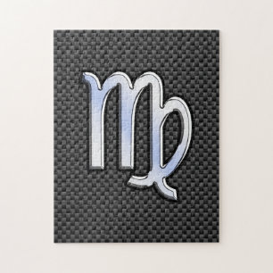 Virgo Zodiac Sign on Charcoal Carbon Fiber Style Legpuzzel