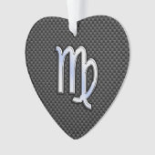 Virgo Zodiac Sign on Charcoal Carbon Fiber Style Ornament (voorkant)